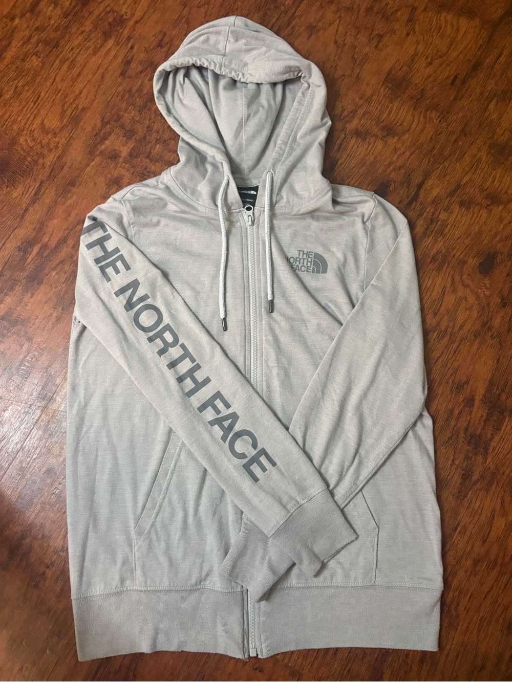 The North Face Men's Light Gray Full-Zip Hooded Sweatshirt